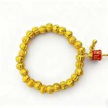 金店同款小核桃转运珠搭配藏古法金手摇转经轮六字真言拨浪鼓手串