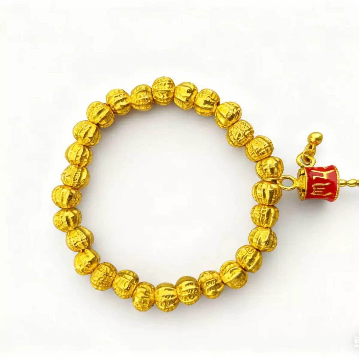金店同款小核桃转运珠搭配藏古法金手摇转经轮六字真言拨浪鼓手串