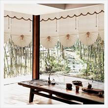 扇形竹帘卷帘阳台升降遮光窗帘竹窗帘酒店餐厅茶室装饰遮阳拉珠式