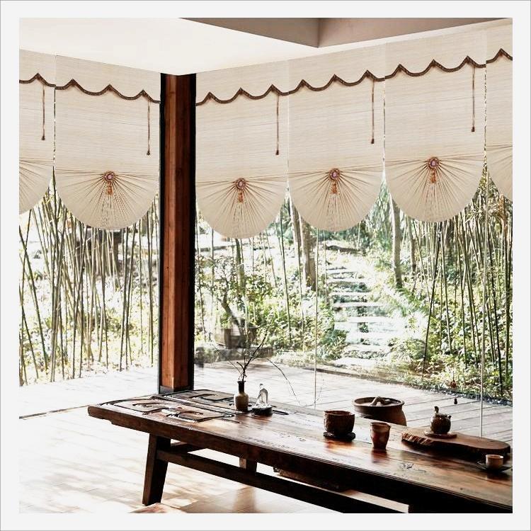 Fan-Shaped Bamboo Blinds, Balcony Lift-Up Blackout Curtains, Bead-Type, Hotel Restaurant Tea Room Decoration, Direct Sales from the Manufacturer
