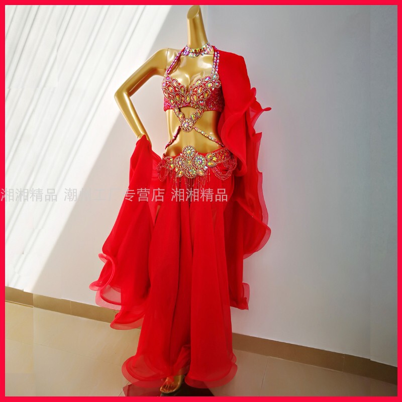 New Sexy plus size Oriental Belly Dance Performance Suit High-end Handmade Sequins Performance Suit suit Finished Clothing Women