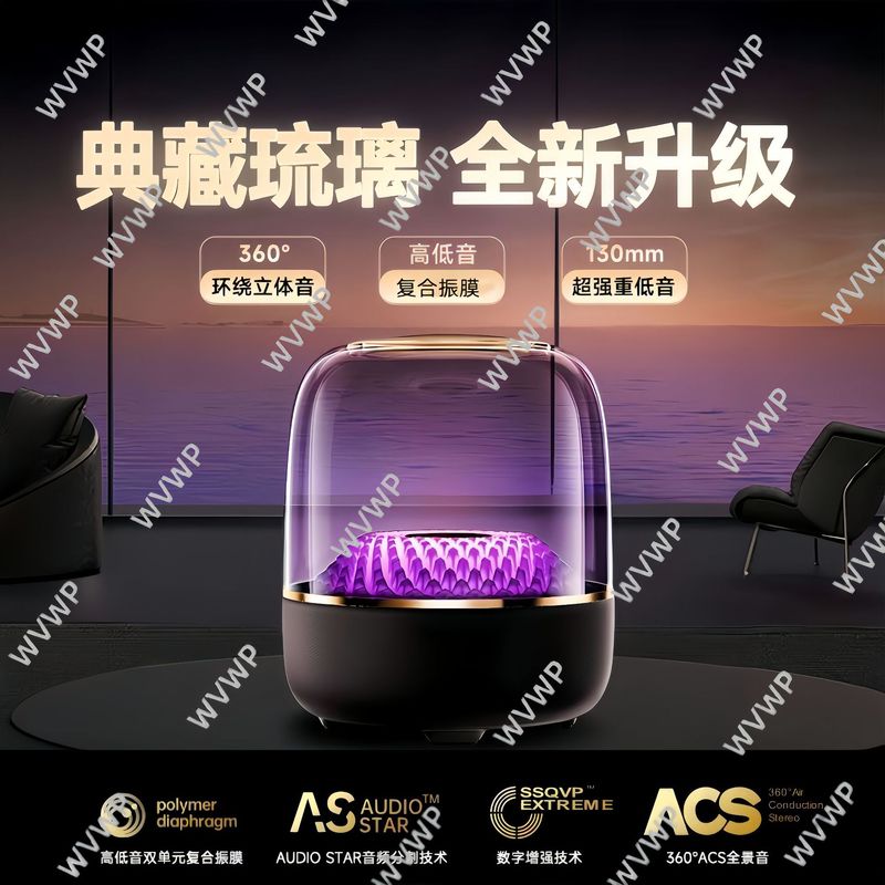 Huaqiangbei Harman Glazed Bluetooth 同じスタイルのオーディオトップ、ワイヤレス スピーカー付きスマート ホーム デスクトップ サブウーファー|undefined