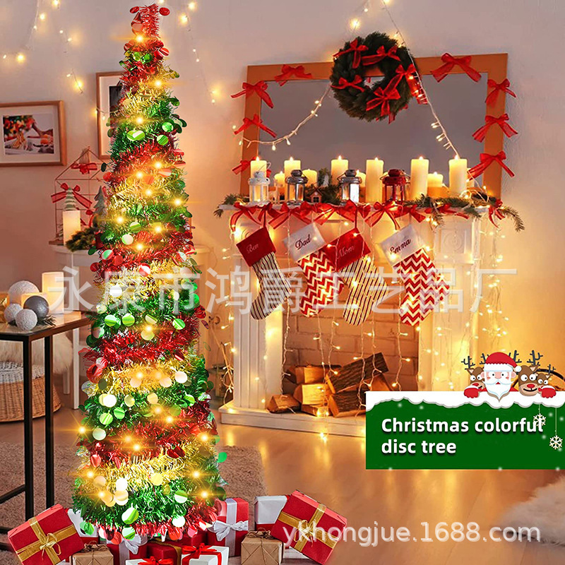 Nuevos productos transfronterizos decoraciones navideñas para el hogar de la atmósfera decorativa del árbol de Navidad PET decoración plegable árbol de Navidad