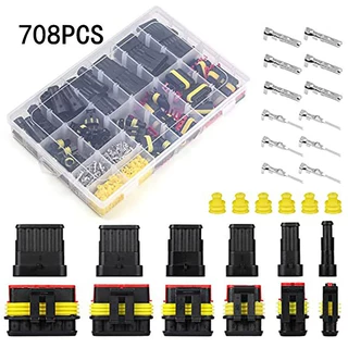 708PCS汽车防水接插件连接器盒装密封电线连接器汽车氙气灯连接器