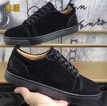 欧洲站cl男鞋电绣红底鞋潮流平底透气柳丁男士休闲小白牌欧货