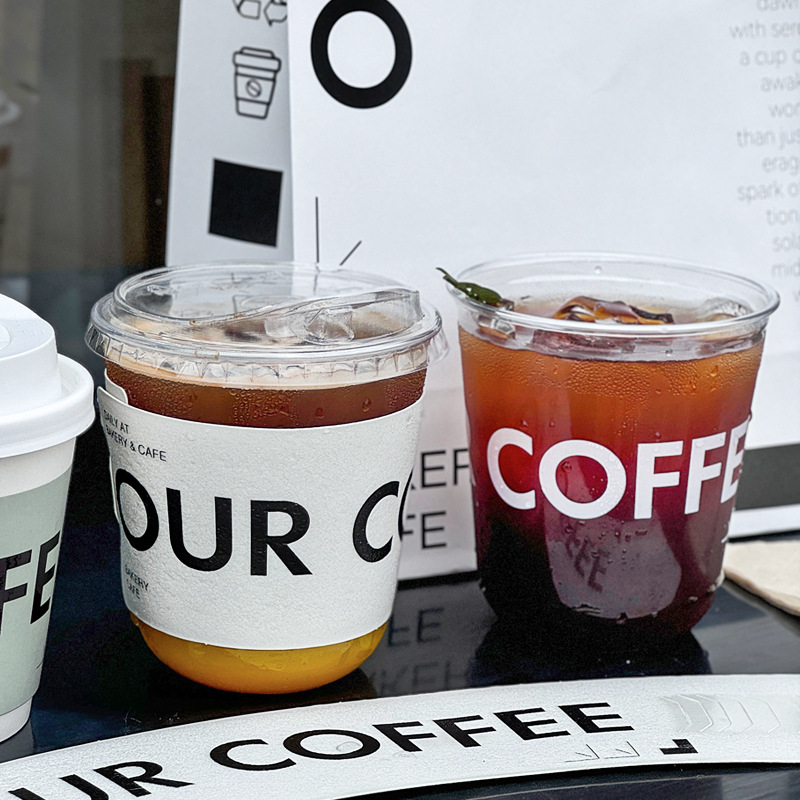 网红咖啡杯一次性冷饮杯pet商用带盖外带打包塑料杯子定印制logo