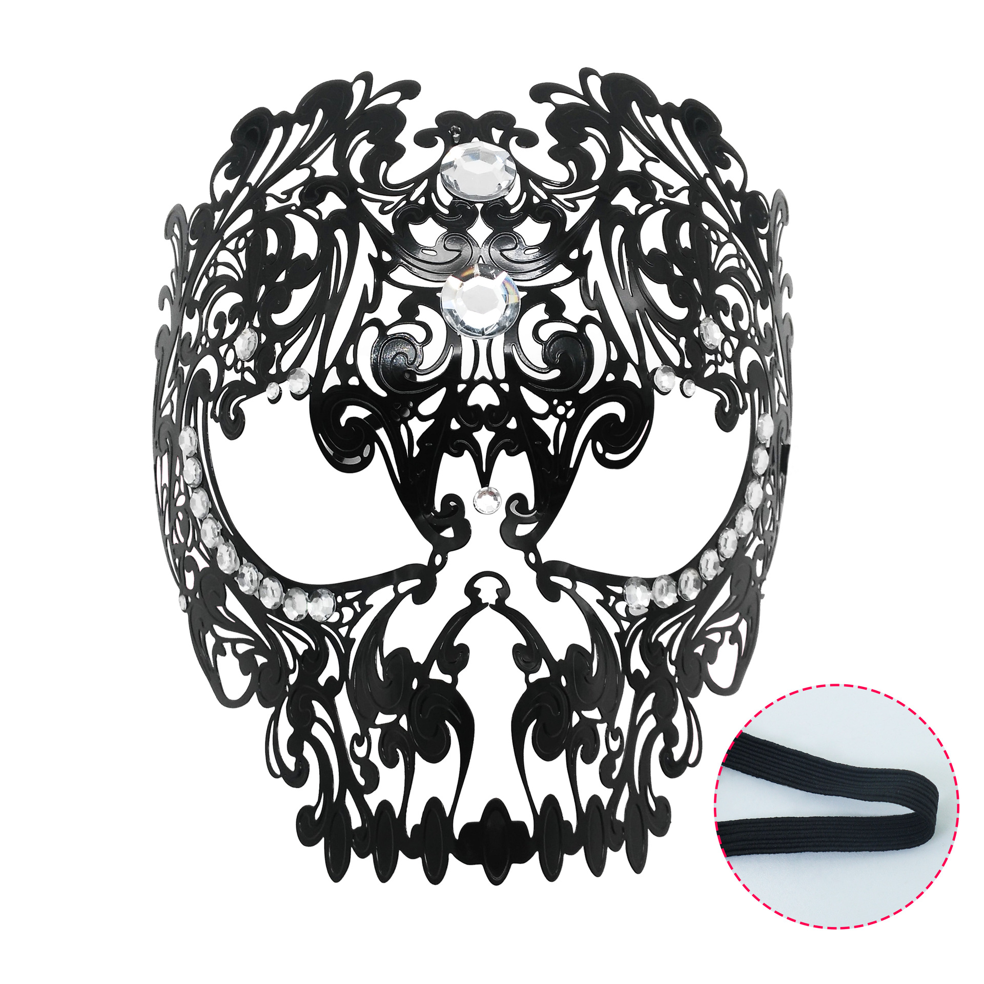 Transfronterizos para máscaras de diamantes de hierro forjado, máscaras de perforación de punto para hombres, máscaras de baile de maquillaje para adultos, máscaras de metal de carnaval