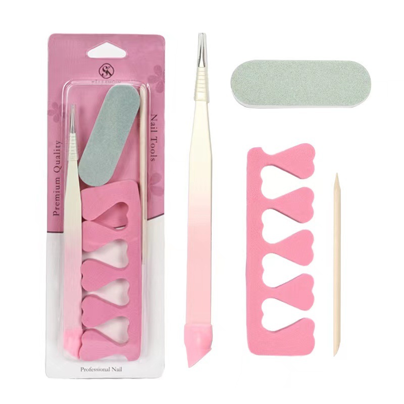 Juego de cuatro piezas de pretratamiento de lijado de piel muerta para uñas