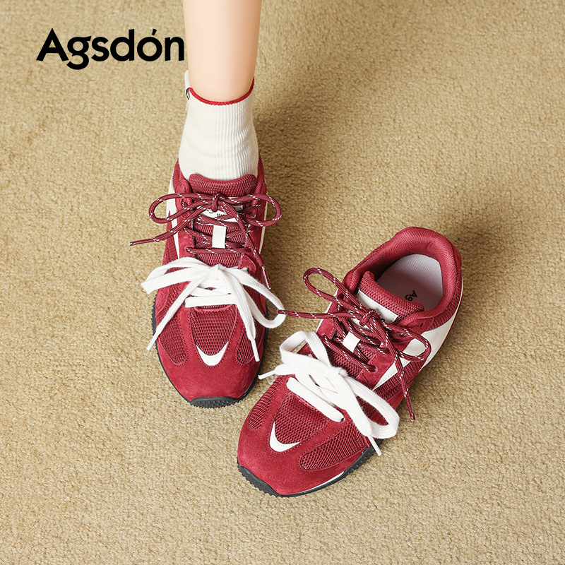 Augu Shi Deng marrón zapatos de entrenamiento para mujeres 2025 nuevo invierno de otoño gran belleza ballet Gump zapatos deportivos casuales