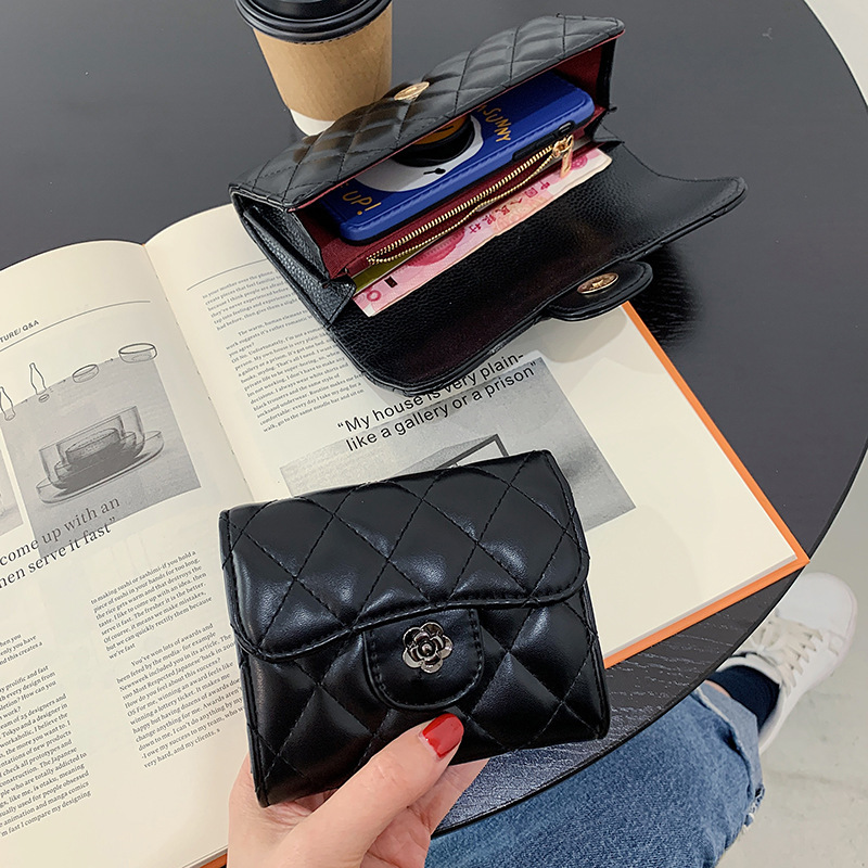 Cross-border Wallet Classic Embroidered Line Women's Long Wallet High-end Small Fragrance Style Black Multi-layer Card Bag Large Banknote Wallet