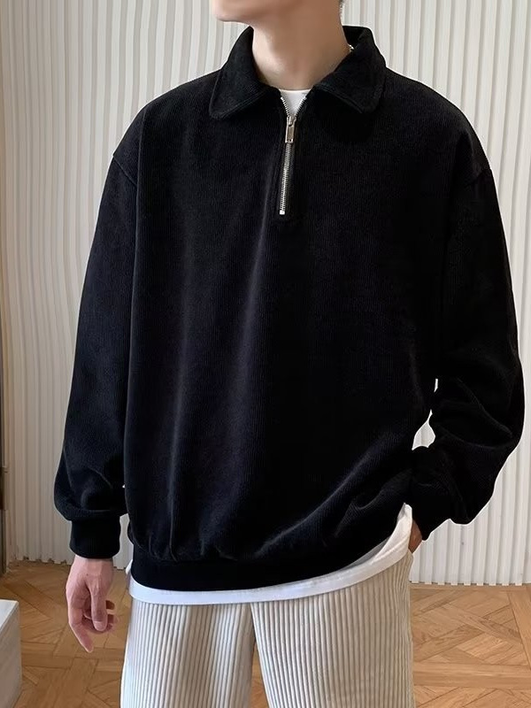 2025 suéter para hombre primavera moda coreana solapa suelta solapa suéter de cuello de polo de estilo perezoso suéter de todo fósforo