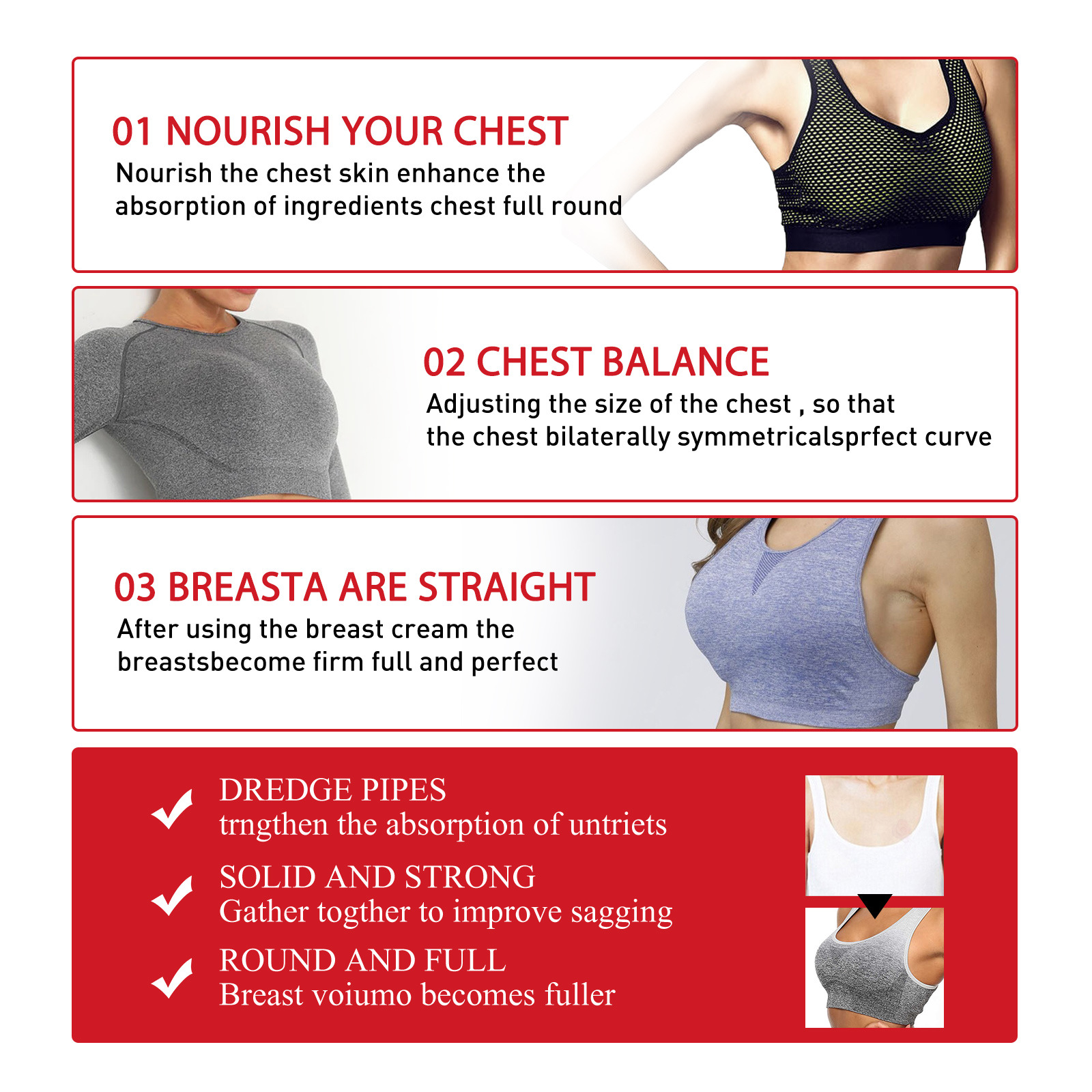 Chest West&Month, massaggio rassodante da donna, crema di bellezza per un seno forte e ricco_voghion.com