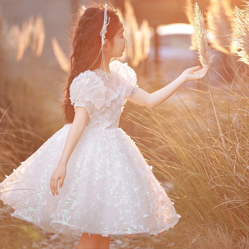 Feenprinzessinnenkleid für kleine Mädchen, Kinderkleid mit Schmetterlings-Pailletten für den Laufsteg, perfekt für Schulanfang und Klavierauftritte_voghion.com