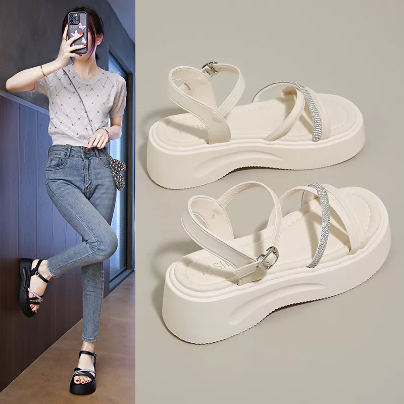 Summer beach sandals with a strap