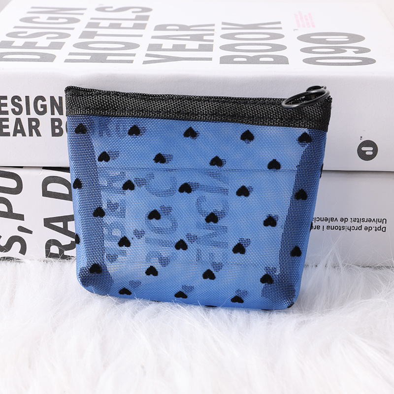 Bolsa de cosméticos de malla rosa de terciopelo con forma de corazón estilo Ins, bolsa de aseo transpirable de gran capacidad, almacenamiento de lápices labiales, bolsa de maquillaje transpirable.