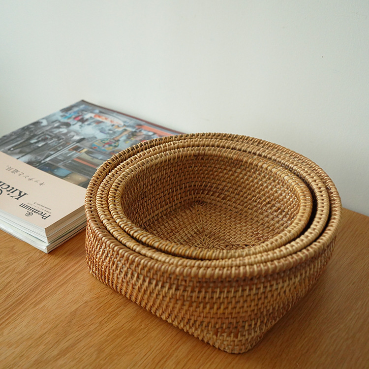 Buenos días tienda | Vietnam cesta de almacenamiento de ratán hecho a mano cesta de pan cesta de frutas cesta de aperitivos