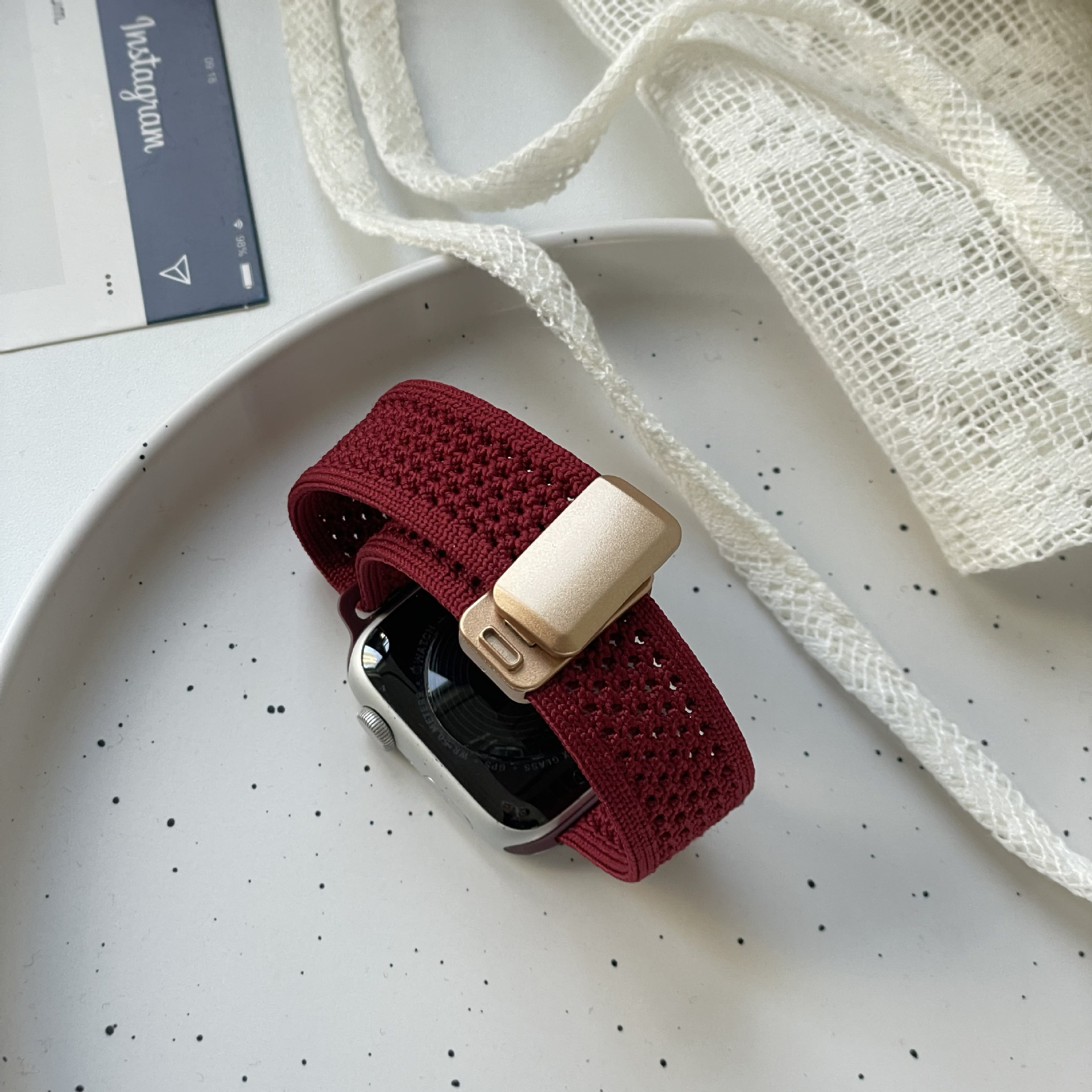 35g Weight Apple Smart Watch Magnetic Strap Classification Nylon Material Solid Color Pattern Fashion style Style Fashion Style Solid Color Apple Smart Watch Magnetic Strap 16
