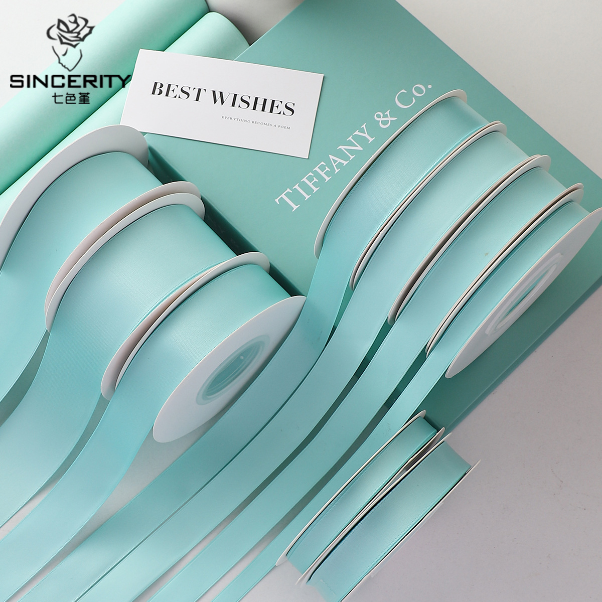 Serie de siete colores cordier azul menta de alta textura ramo de flores de cinta de color sólido cinta de regalo embalaje florista decoración