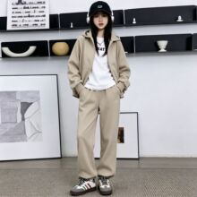 中大童女孩春秋季卫衣套装2026新款MM字母连帽扎脚闪亮工艺两件套