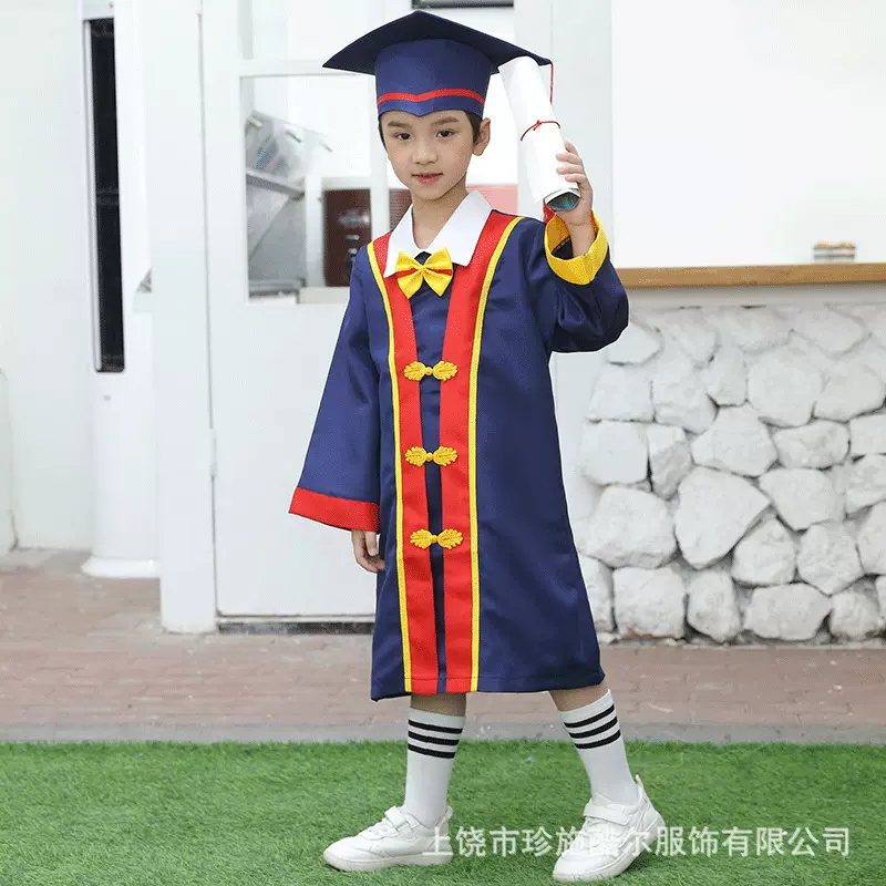 2025新款儿童博士服幼儿园学士服学生毕业礼服幼稚园毕业袍表演服