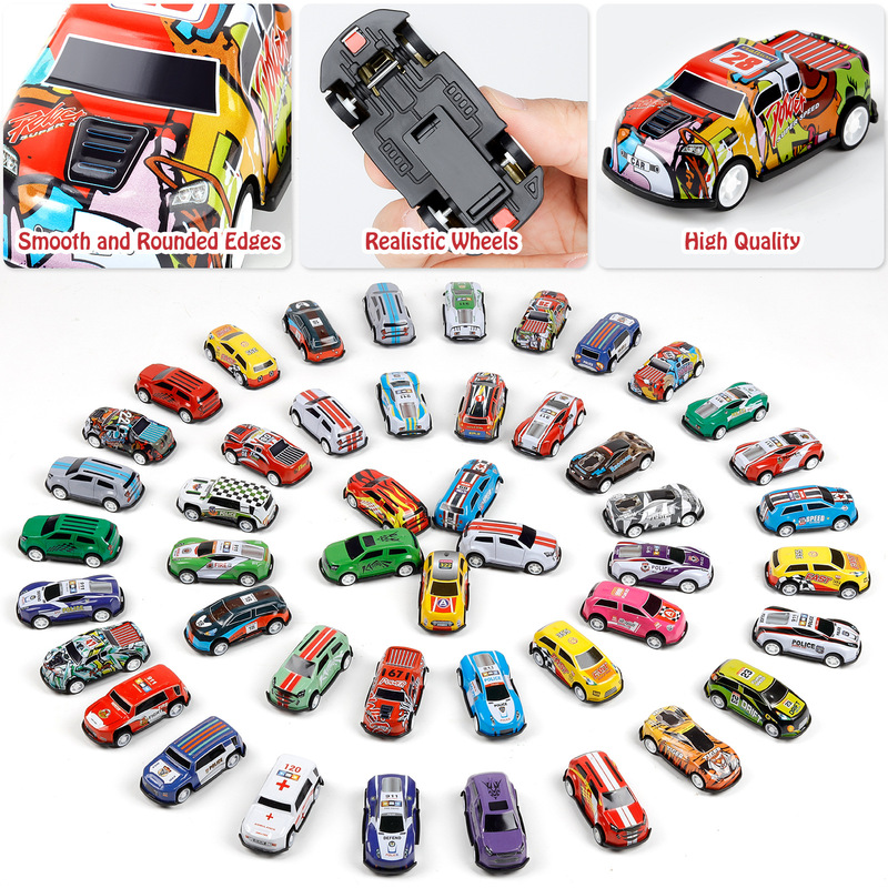 Cross-border alloy car tin car car back car children's toy car racing gift bulk can help packaging