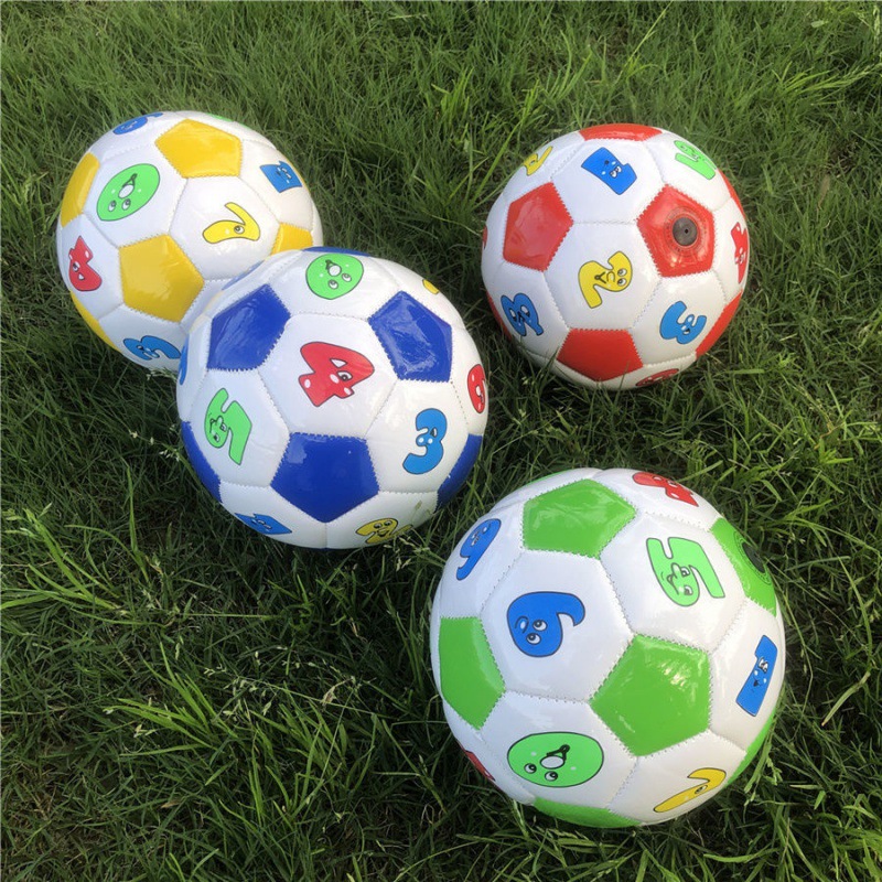 兒童玩具球兒童2號小足球數字七彩寶寶學習彩色充氣玩具足球代發