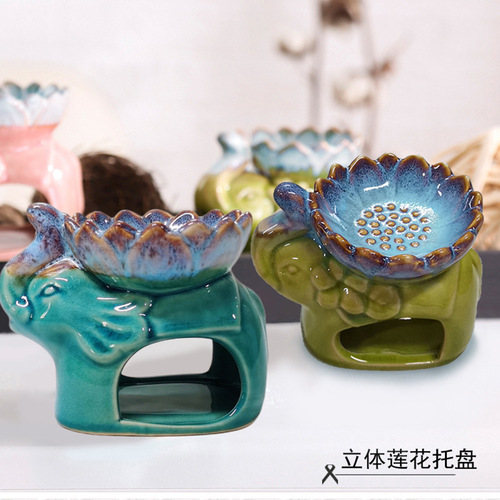 Wholesale L28 Lotus Ice Crackle Elephant Aroma Burner Ceramic Aroma Burner Home Fragrance Tool Aroma Burner