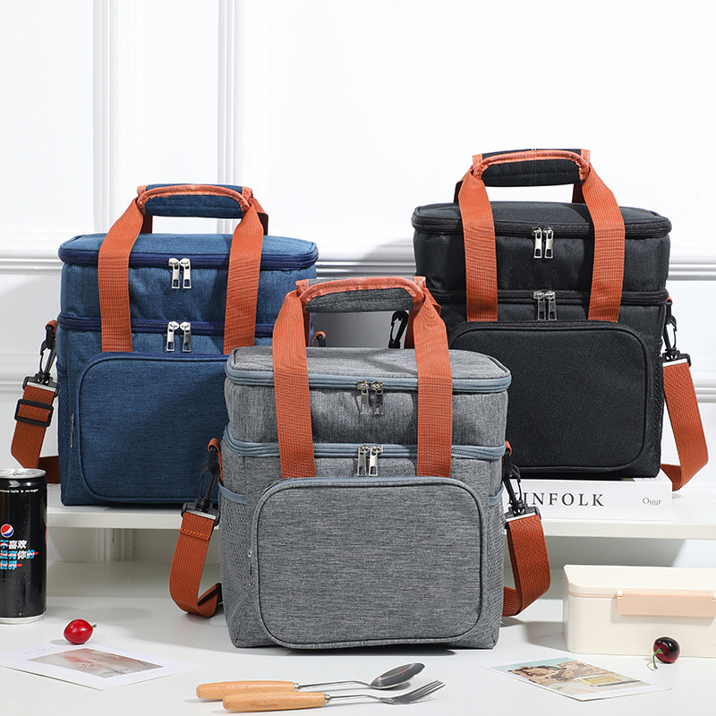 Bolsa de aislamiento térmico de alta capacidad de doble capa, bolsa de pícnic, bolsa de hielo, bolsa de almuerzo a prueba de agua, bolsa de mano gruesa