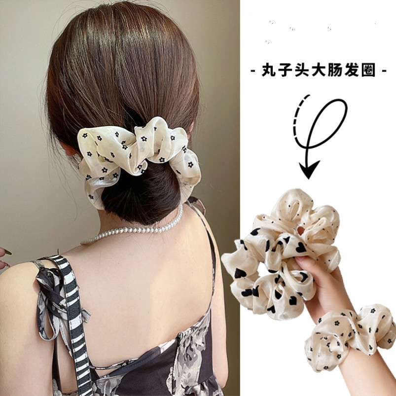 큰 장 머리 반지 한국 기질 머리 밧줄 그물 인기있는 간단한 고무 밴드 여성의 머리 2025 새로운 머리 액세서리