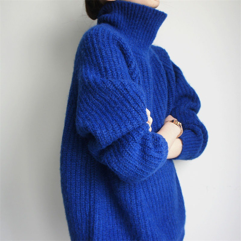 Cross-border Foreign Trade Turtleneck Women's Loose Lazy All-match Fashionable Casual Pullover Thick Stick Needle Sweater Korean Style Slimming Cross-border Foreign Trade Turtleneck Women's Loose Lazy All-match Fashionable Casual Pullover Thick Stick Needle Sweater Korean Style Slimming