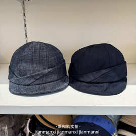纯色小众设计文艺复古帽子男女艺术生不规则报童帽褶皱显脸小防晒