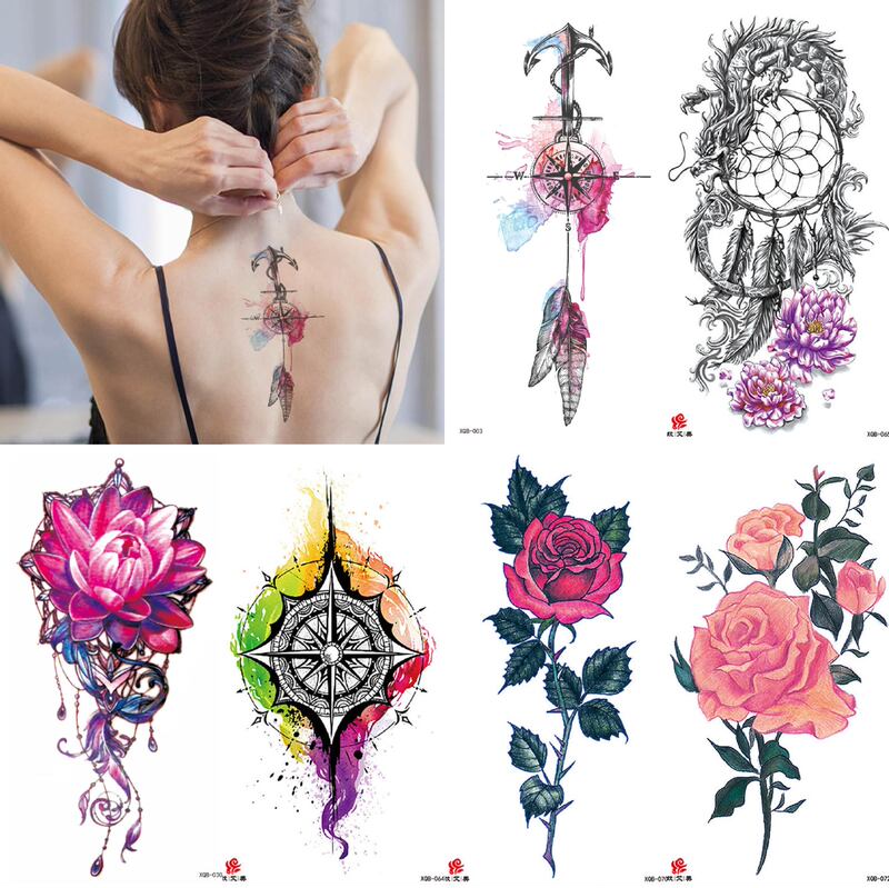 In-Stock Wholesale Half-Arm Flower Tattoo Stickers, Colorful Black and White Sexy Waterproof Temporary Tattoo Stickers In-Stock Wholesale Half-Arm Flower Tattoo Stickers, Colorful Black and White Sexy Waterproof Temporary Tattoo Stickers
