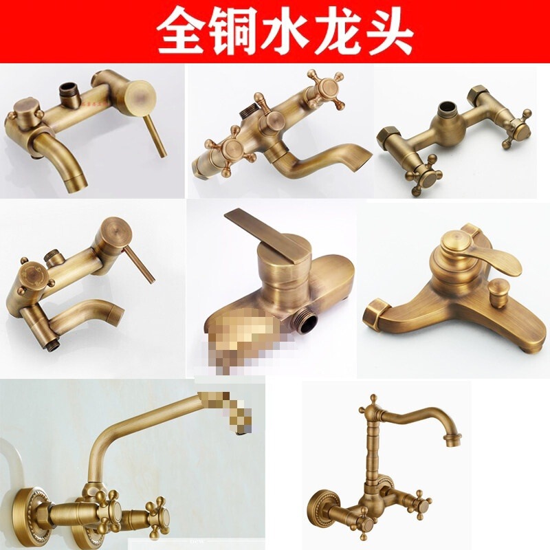 Vintage Faucet Replacement for Water Leaks, All-Copper Mixing Valve, Double-Hole Antique-Style Shower Faucet, Bathtub Faucet Switch, European Style Vintage Faucet Replacement for Water Leaks, All-Copper Mixing Valve, Double-Hole Antique-Style Shower Faucet, Bathtub Faucet Switch, European Style