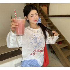 在庫あり長袖シャツルーズカジュアル甘辛ブラウス女性の軽量通気性日焼け止め服 2025 夏の新プリント