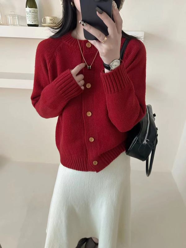 秋季高级感纯色针织毛衣女2025新款独特漂亮外搭开衫外套上衣早秋|undefined
