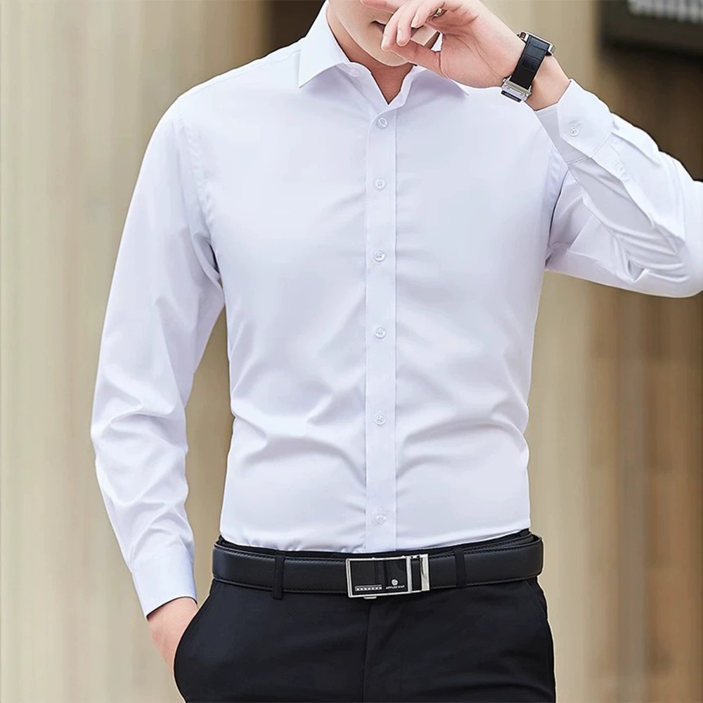 AA Fashionable Anti-wrinkle Breathable Solid Color Long-sleeved Shirt, Cross-border Business Professional Formal Slim Fit Korean Style Suit Shirt
