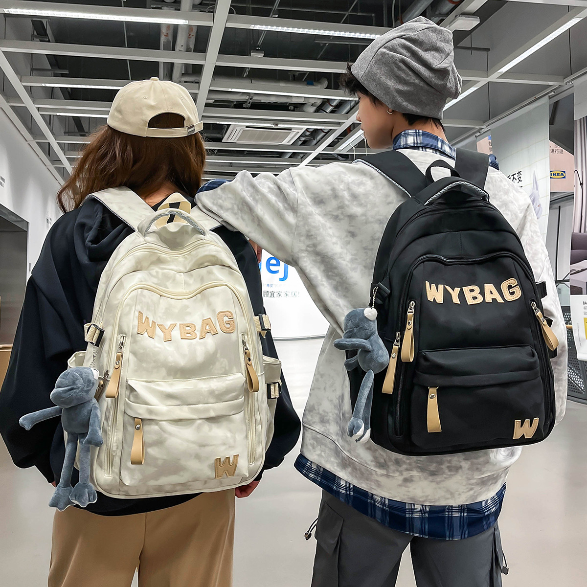 New Tie-Dye Student Backpack, Large Capacity Student Backpack, Letter Embroidery, American Street Fashion Student Backpack