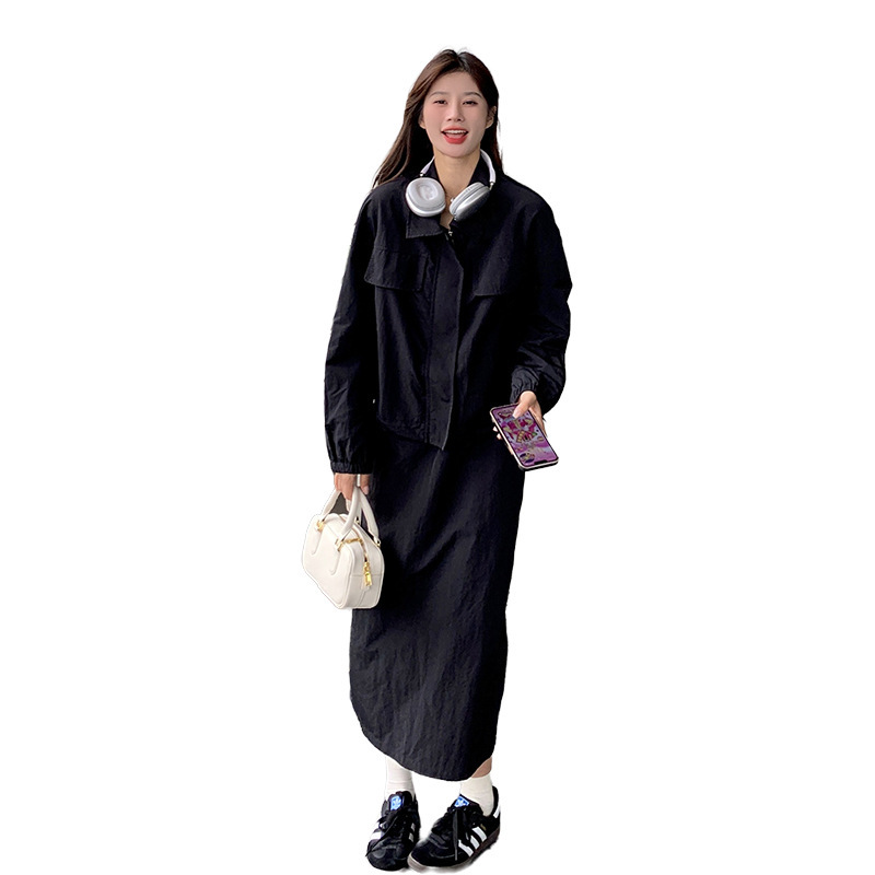 实拍又a又飒夹克套装女春秋2025超火酷盐系ootd高级工装裙两件套|undefined