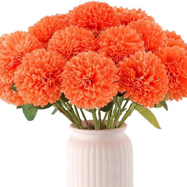 Artificial Fake Flowers Chrysanthemum Ball Hydrangea Marigold Quality Antioxidant Home Kitchen Garden Office Cafe Outfit