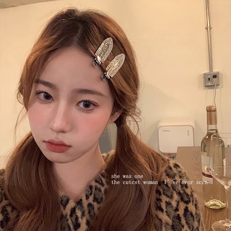 白鹿同款金属闪钻无痕发夹小铲子平夹刘海少女简约头饰发卡侧边夹|undefined