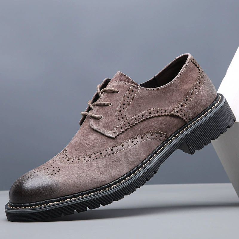 Мужская обувь, броги, уличная рабочая обувь, Весенняя низкая полированная резная повседневная обувь с матовой кожаной поверхностью, кожаные туфли с большим носком