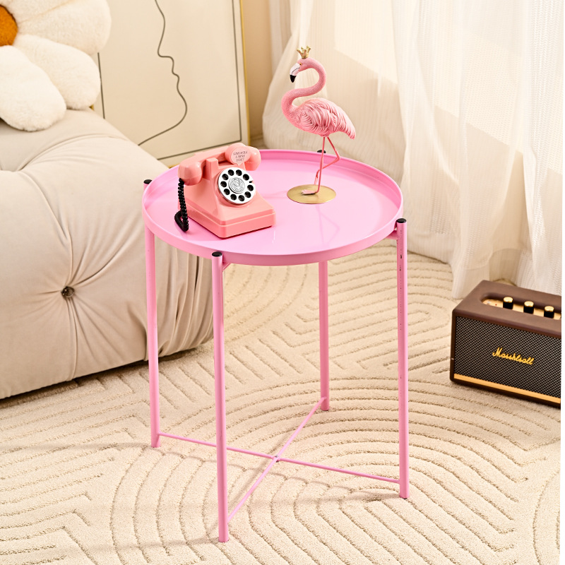 Hierro nórdico sin anillo de hierro bandeja extraíble Mesa sofá mesita de noche mesa de esquina moderna simple luz de lujo pequeña mesa redonda