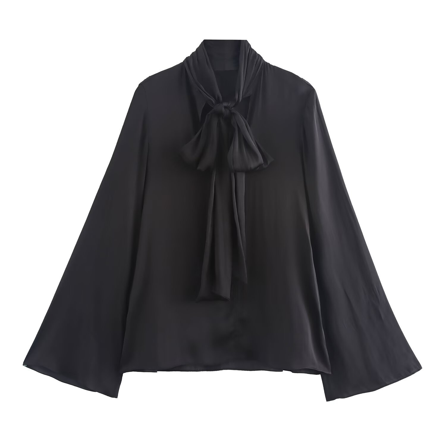 Dameskleding 2024 herfst en winter nieuwe stijl stijlvolle strik decoratie lange mouwen shirt_voghion.com