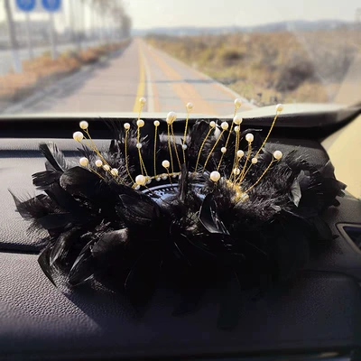 furry mat car decoration mat Anti-slip mat - pearl-black-feather-cushion