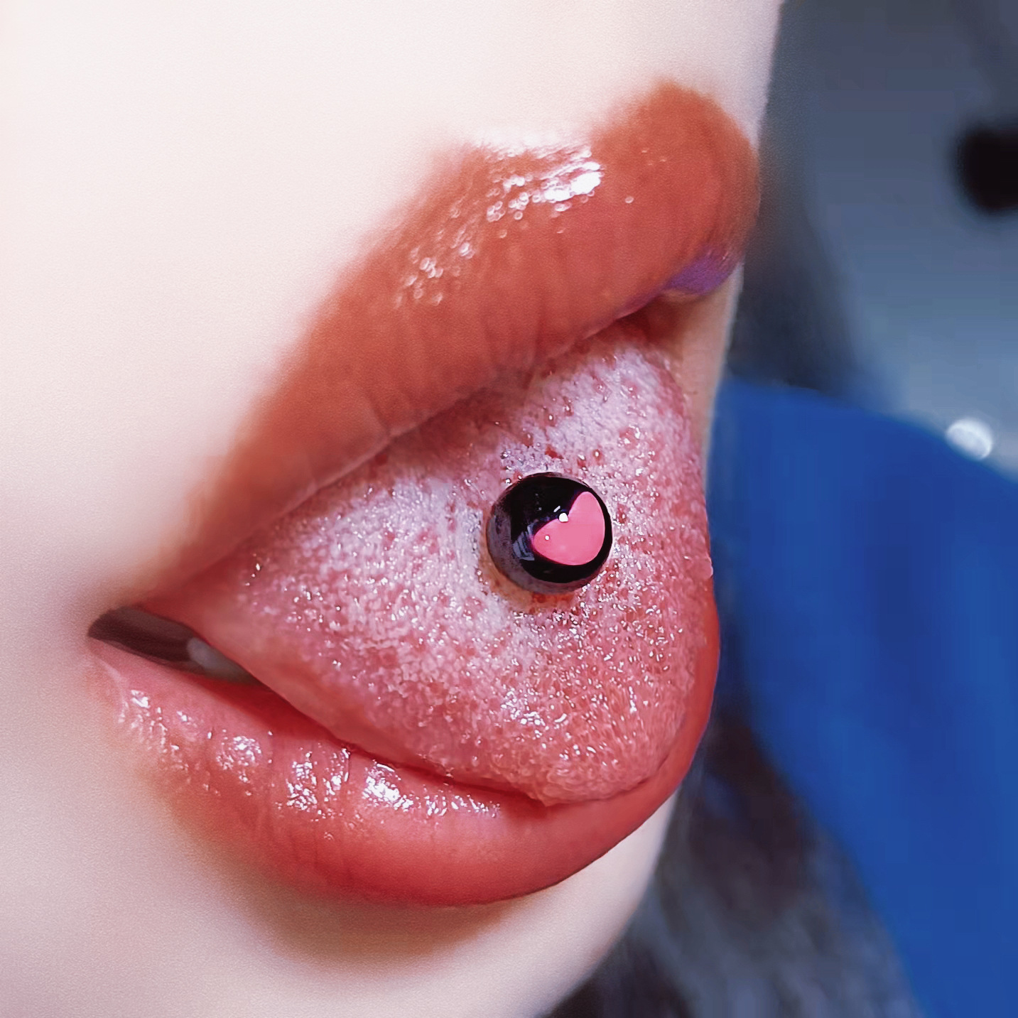 Labret stud lip piercing jewelry styling detail