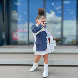 M8072 cross-border foreign trade Autumn 2023 new foreign-style tide cool fried street suit children's clothing color matching suit jacket ins