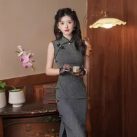 Сучжоу Cheongsam Новый китайский элегантный длинный без рукавов Летний новый 2025 ретро темпераментное платье