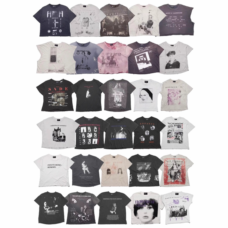 Erd Grjkd Melancholic Rich Second Generation 26Ss American High Street Washed and Distressed Loose Summer Short-Sleeved T-Shirt for Men and Women Erd Grjkd Melancholic Rich Second Generation 26Ss American High Street Washed and Distressed Loose Summer Short-Sleeved T-Shirt for Men and Women