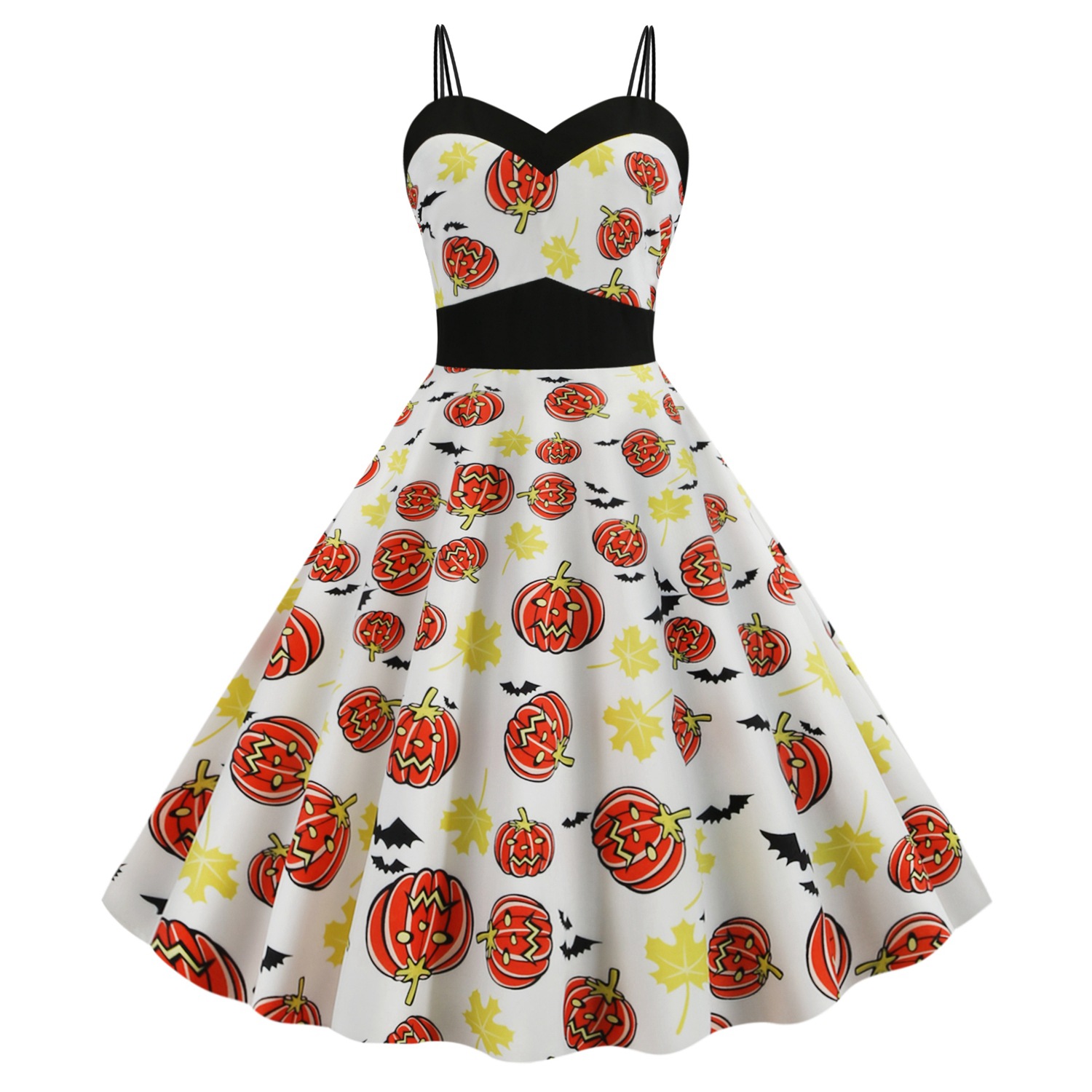 Vestido de eslinga con estampado de cara de calabaza para mujer vestido de nihaostyles disfraces de halloween al por mayor NSSAP78588