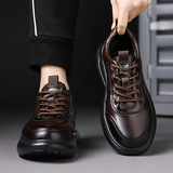 Весенний высокий универсальный кушон на платформе, мужская спортивная повседневная обувь для отдыха, тренд сезона, из натуральной кожи